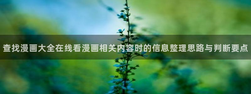 漫蛙漫画网页版导航：查找漫画大全在线看漫画相关内容时的信息整理思路与判断要点